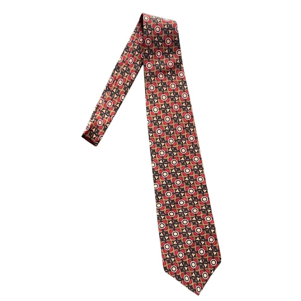 BILL BLASS Geometric Patterned Men’s Tie Red and Black
